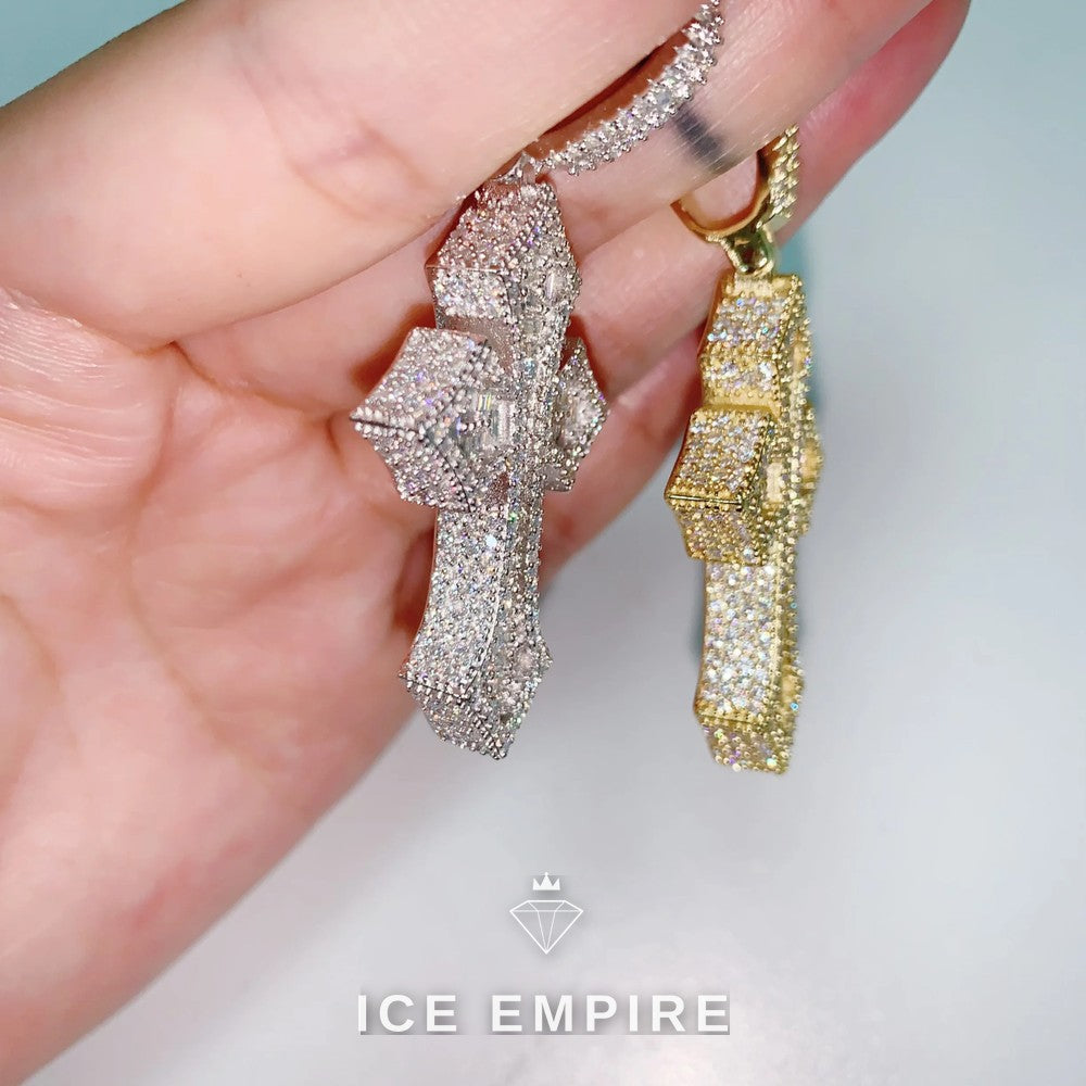 Iced Out Baguette Rose Gold Plated Moissanite Pendant