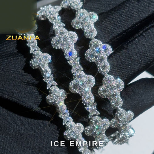 Iced Out Cross 925 Silver Moissanite Cuban Chain