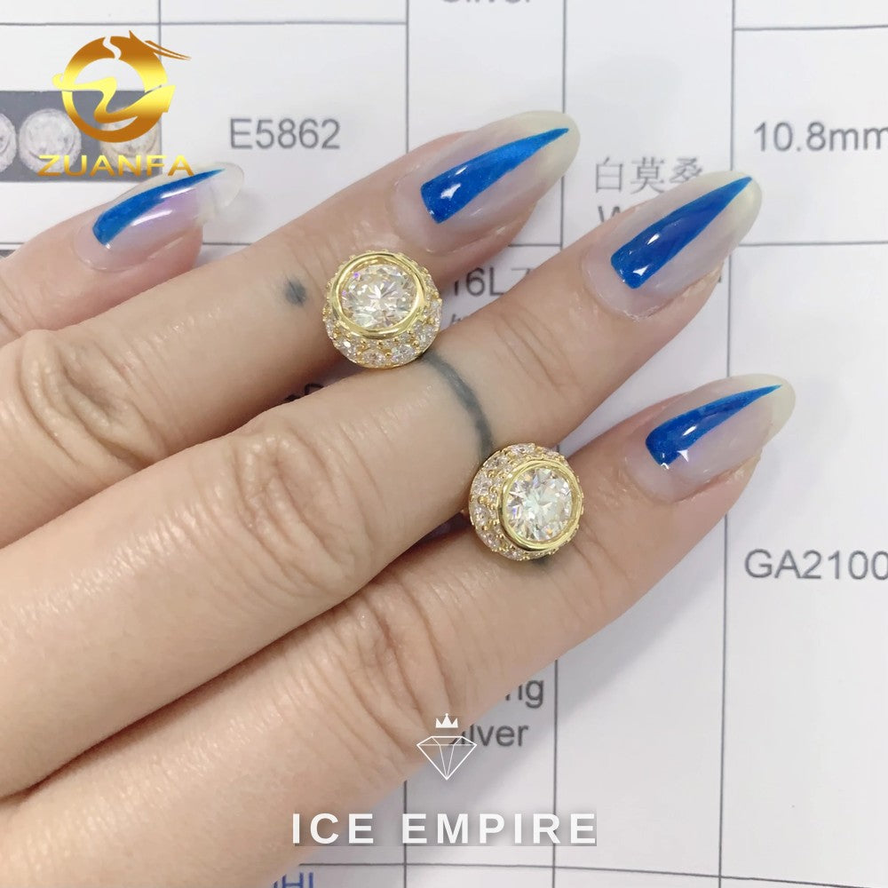 Iced Out 925 Silver Moissanite Stud Earrings