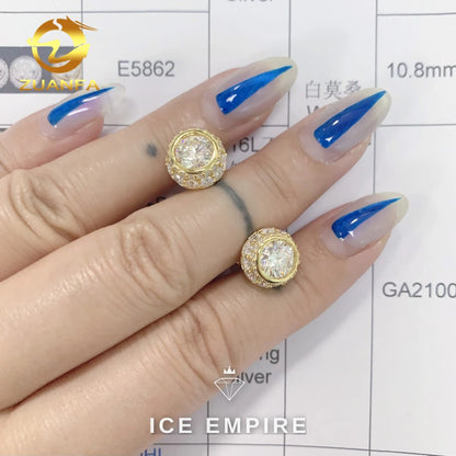 Iced Out 925 Silver Moissanite Stud Earrings