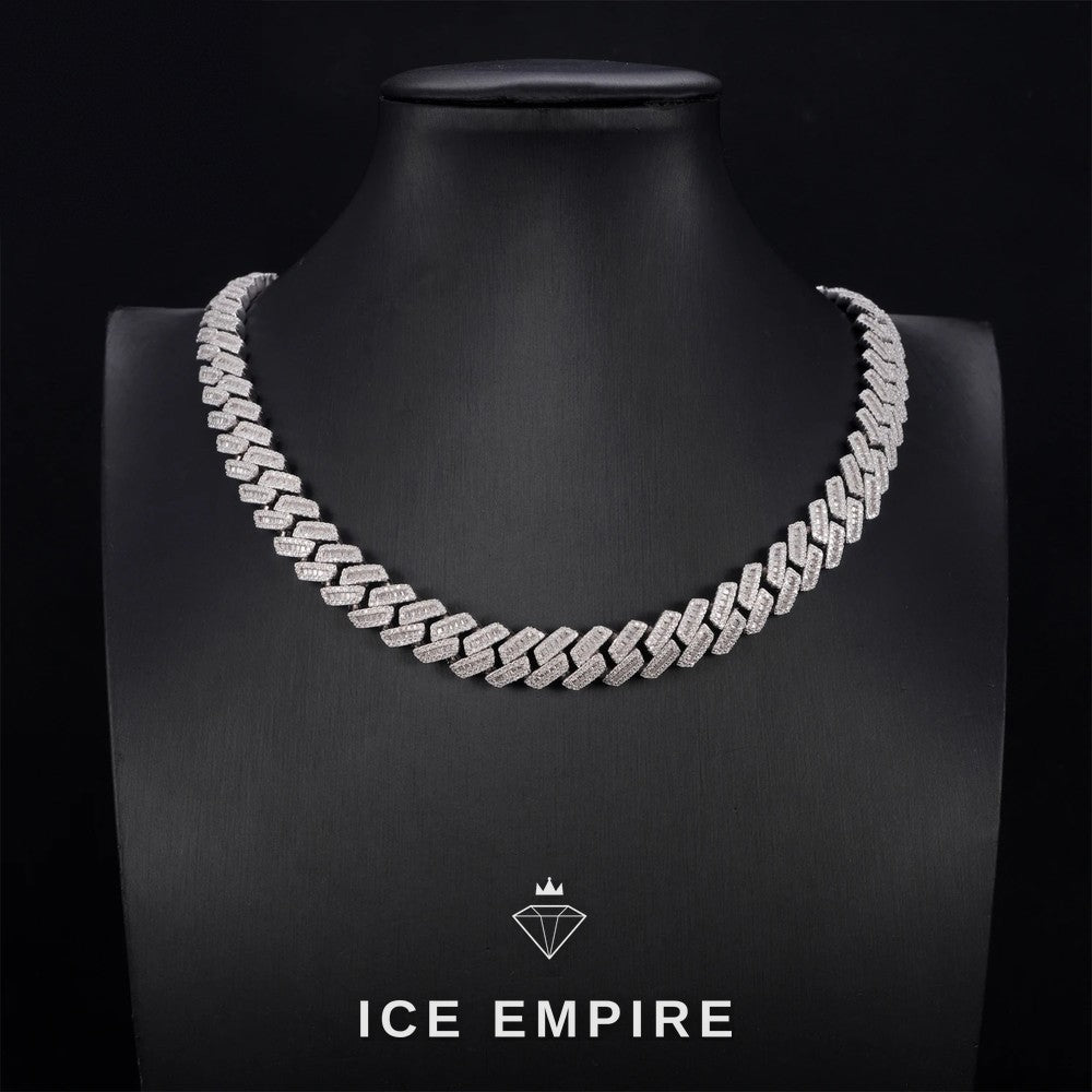 Iced Out Baguette 10K Gold Moissanite Cuban Chain