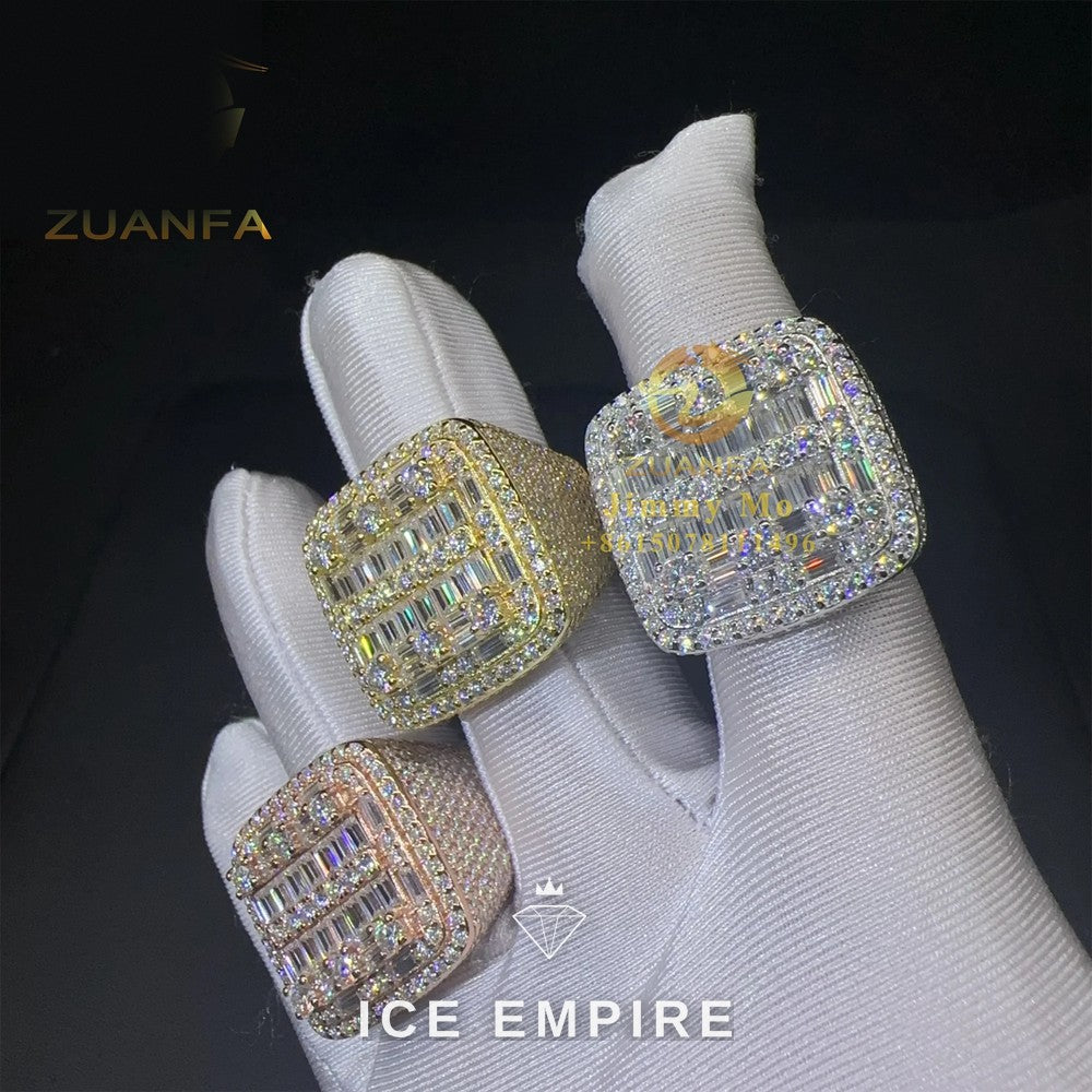 Iced Out Baguette 925 Silver Moissanite Ring
