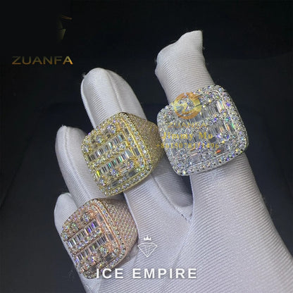 Iced Out Baguette 925 Silver Moissanite Ring