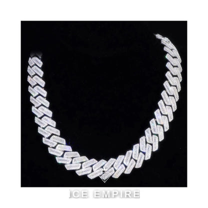 Iced Out Baguette Rose Gold Plated Moissanite Cuban Chain