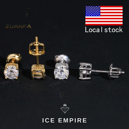 Iced Out 925 Silver Moissanite Stud Earrings