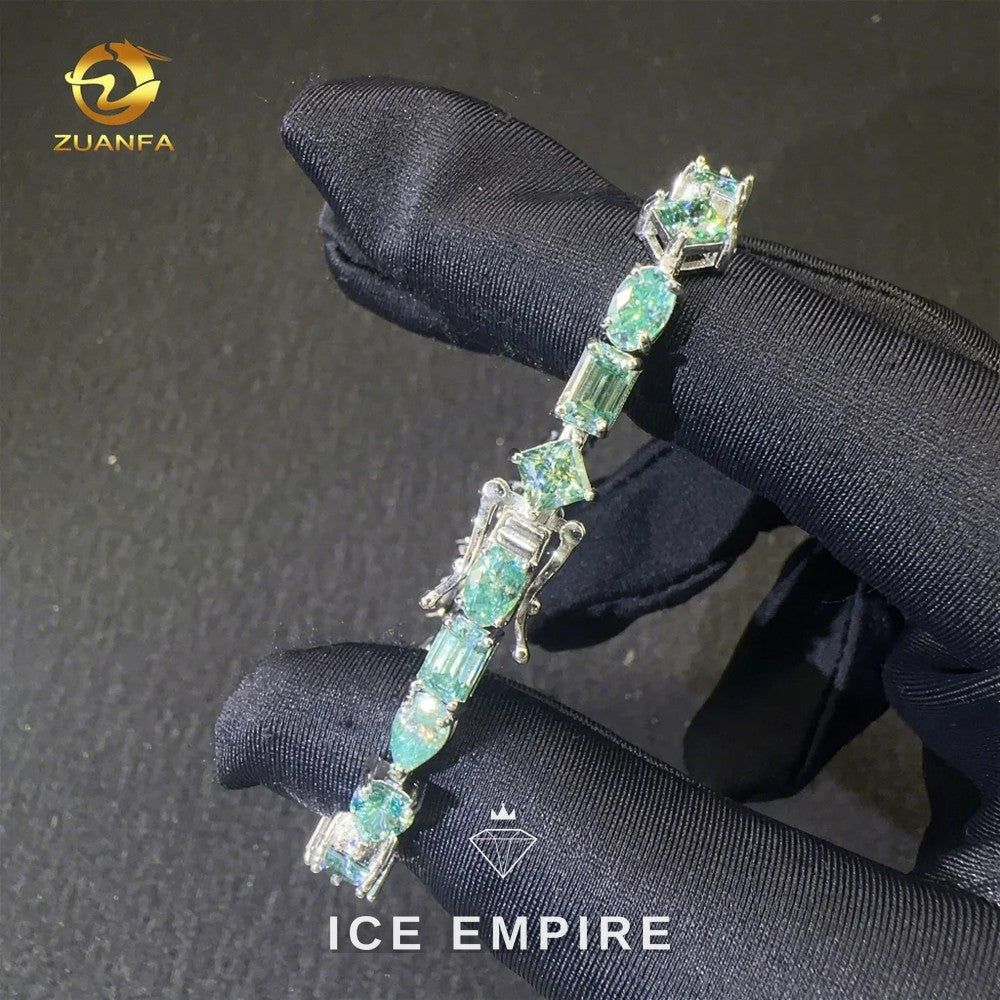 Iced Out Cluster 925 Silver Moissanite Tennis Chain