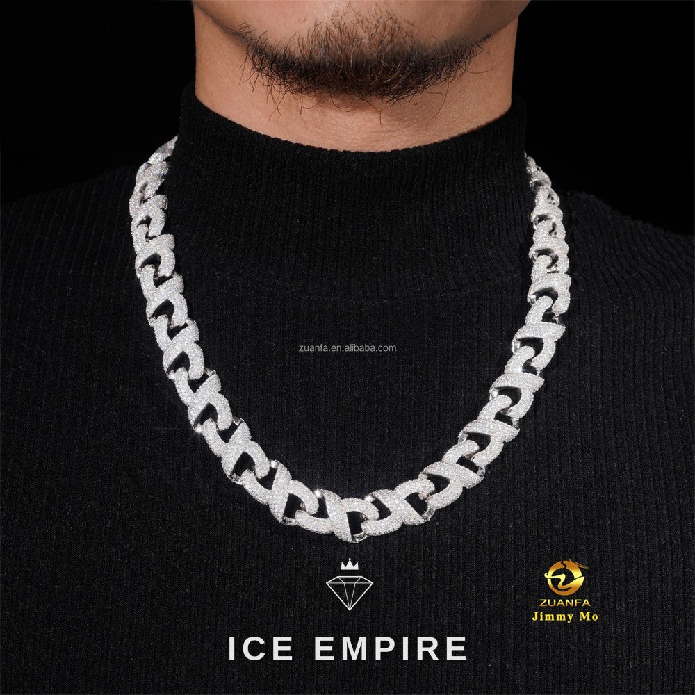 Iced Out 925 Silver Moissanite Cuban Chain