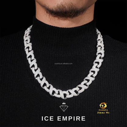 Iced Out 925 Silver Moissanite Cuban Chain