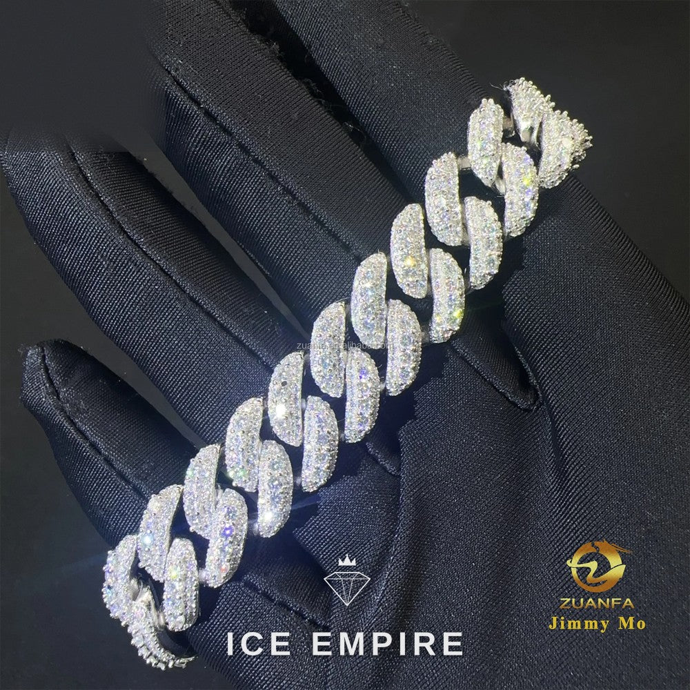 Iced Out 925 Silver Moissanite Cuban Chain