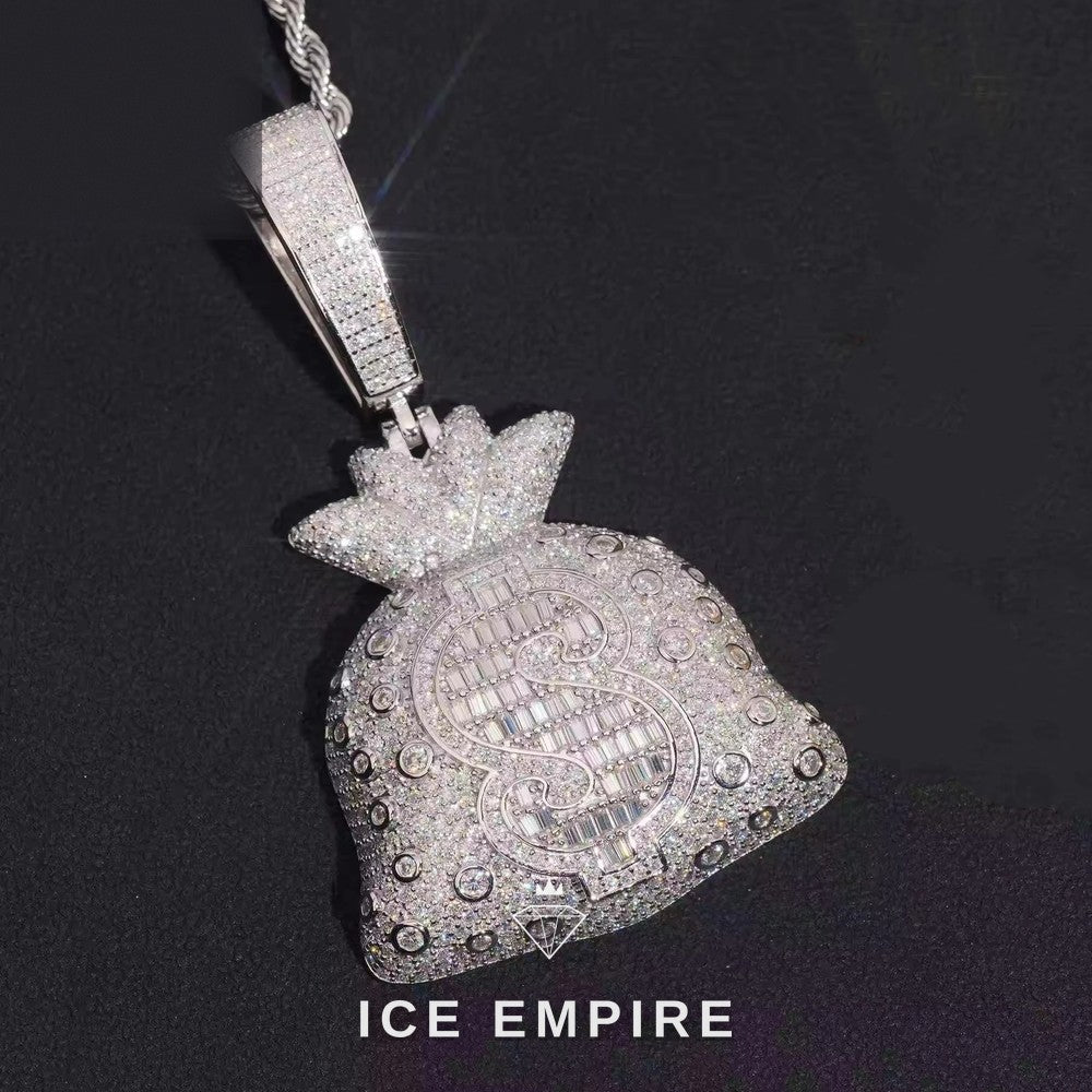 Iced Out Cross Rose Gold Plated Moissanite Pendant