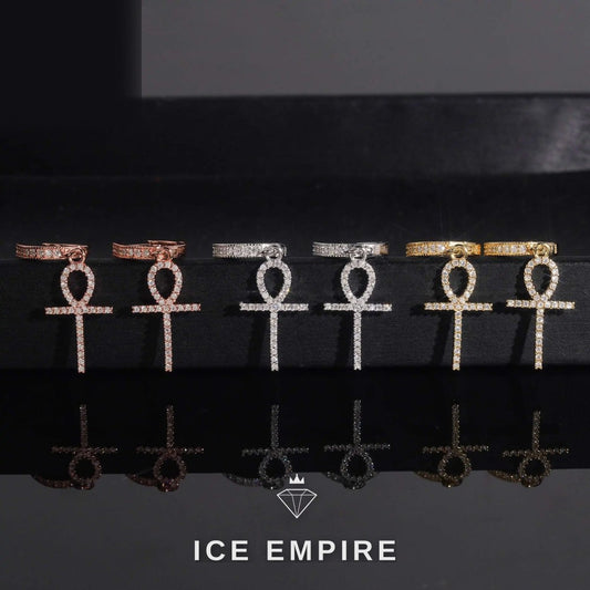 Iced Out Cross Gold Plated Moissanite Stud Earrings