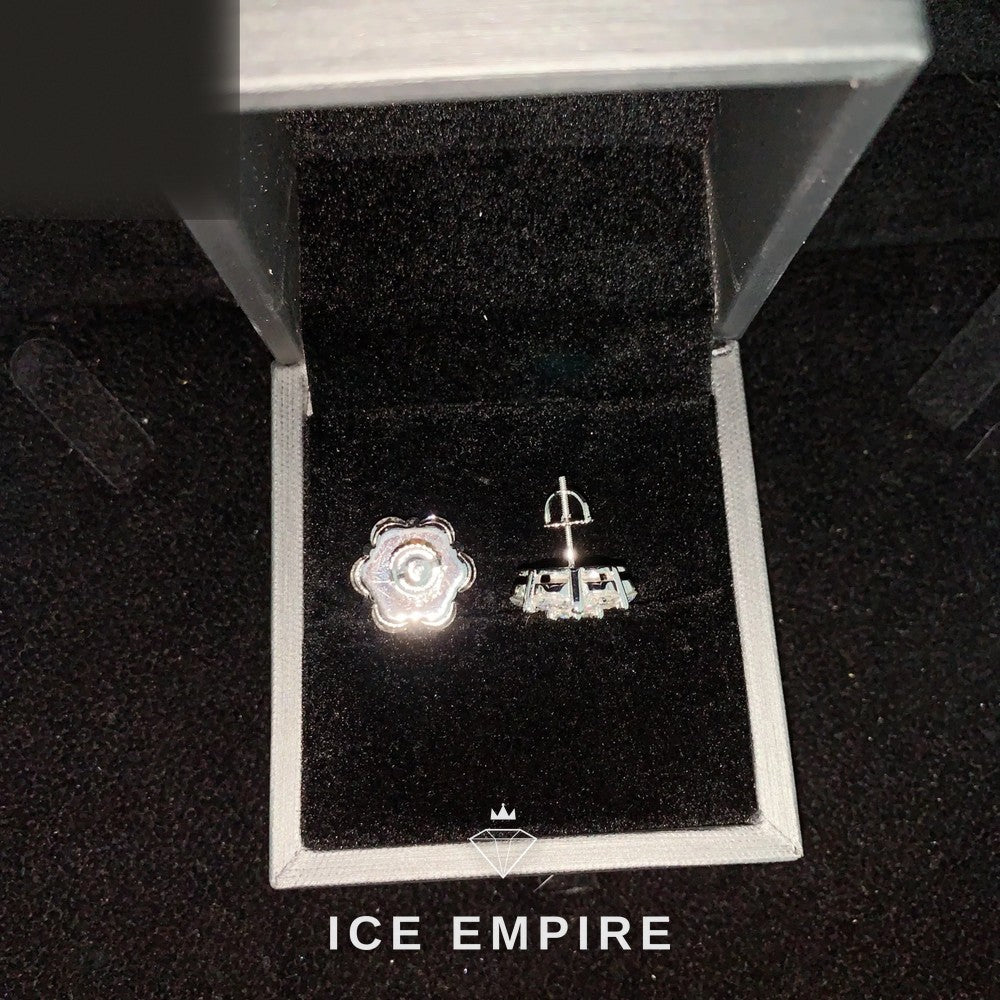 Iced Out 925 Silver Moissanite Stud Earrings