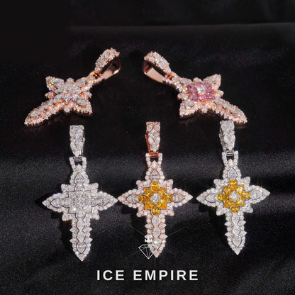 Iced Out Cross Gold Plated Moissanite Pendant