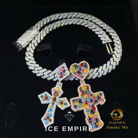 Iced Out Cross 925 Silver Pendant