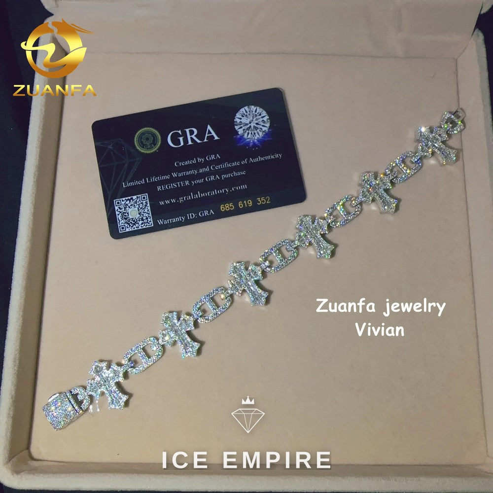 Iced Out 925 Silver Moissanite Cuban Chain
