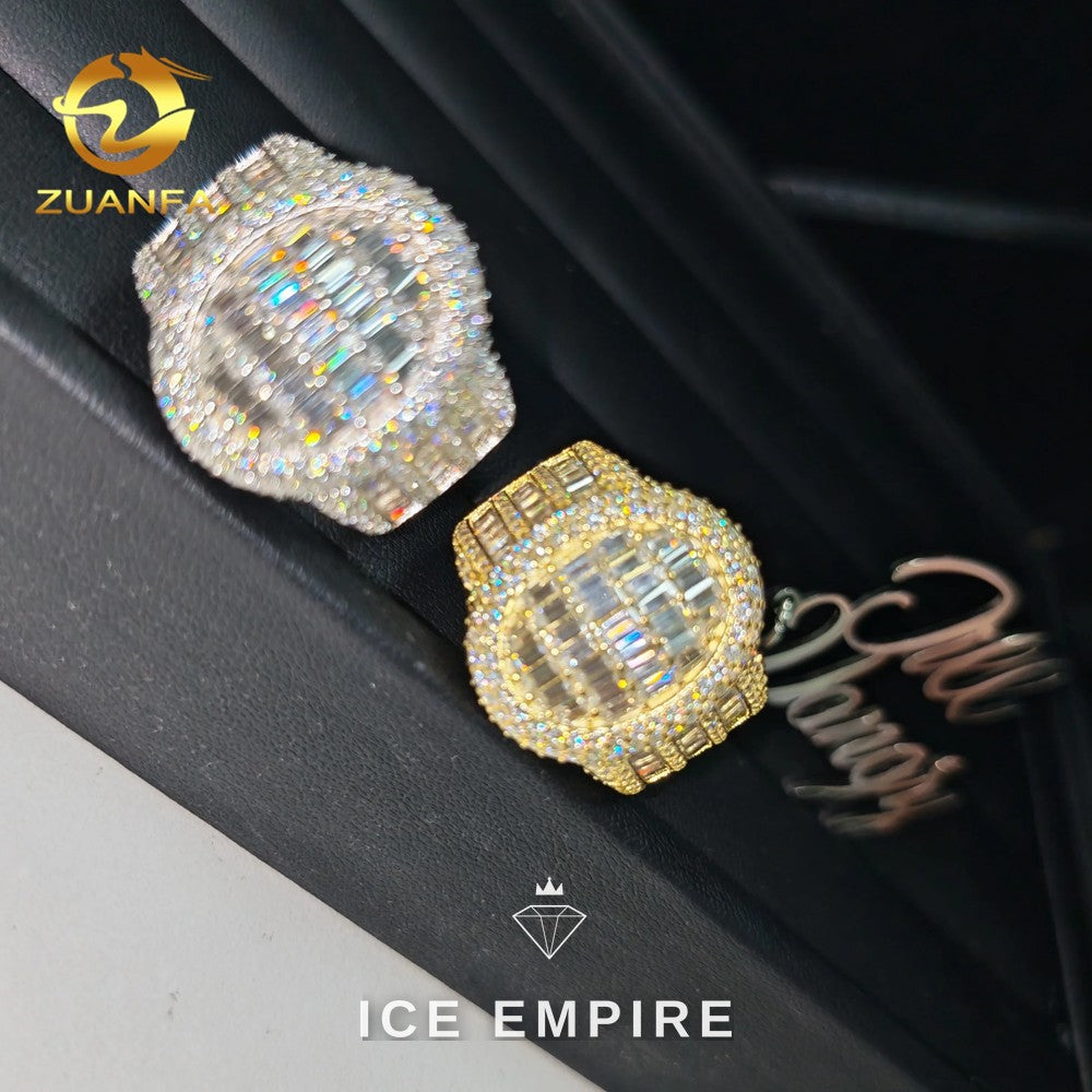 Iced Out Baguette 925 Silver Moissanite Ring