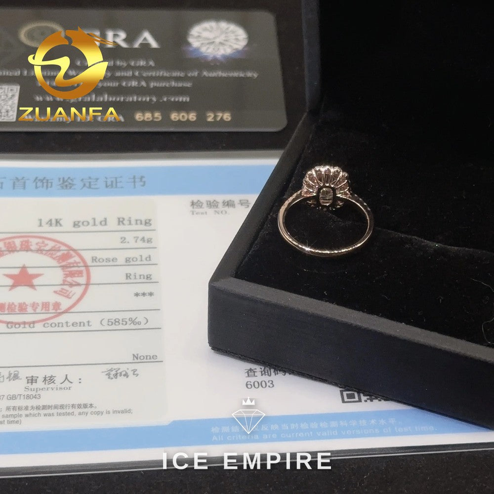 Iced Out Rose Gold Moissanite Engagement Ring
