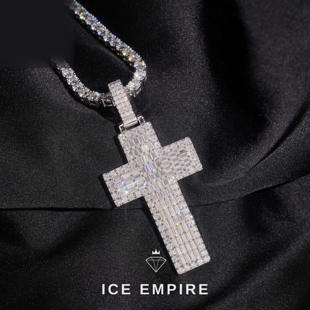 Iced Out Baguette Rose Gold Plated Moissanite Pendant