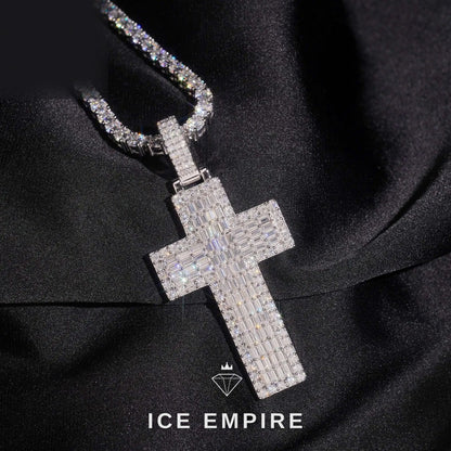 Iced Out Baguette Rose Gold Plated Moissanite Pendant