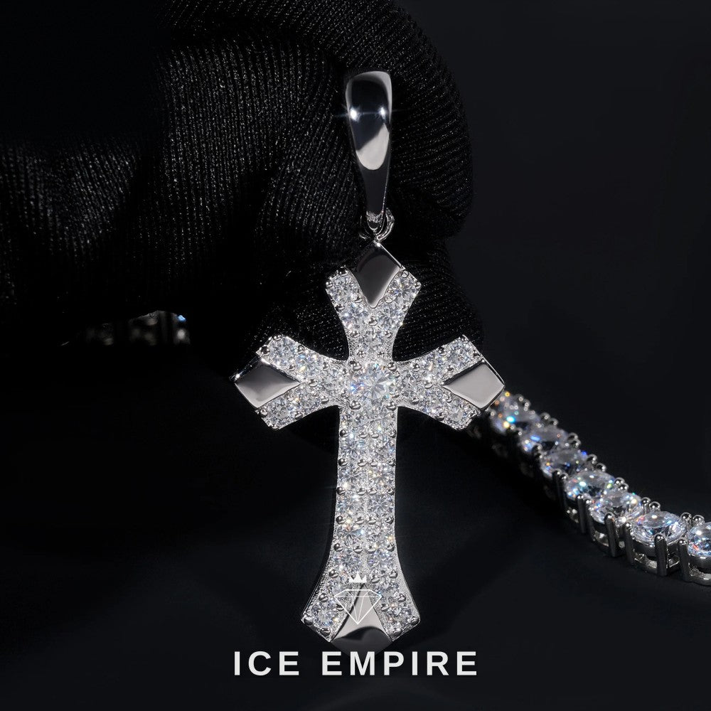 Iced Out Cross 925 Silver Pendant