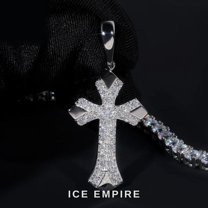 Iced Out Cross 925 Silver Pendant