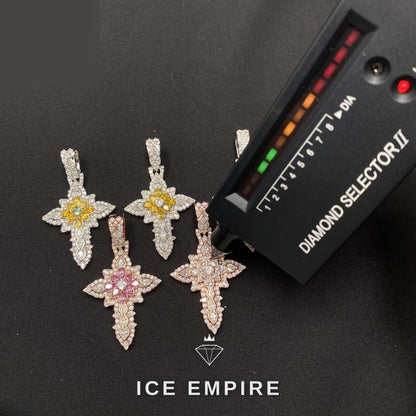 Iced Out Cross 925 Silver Moissanite Pendant