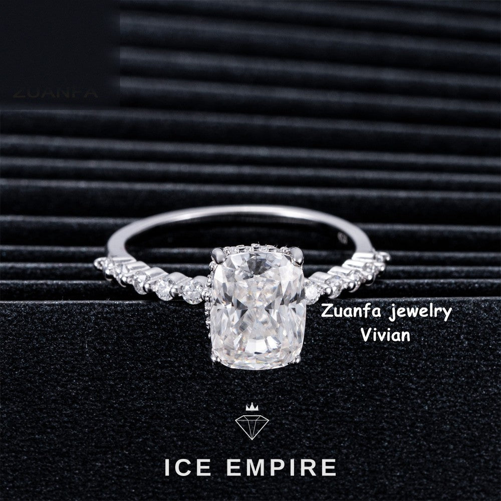 Iced Out 925 Silver Moissanite Wedding Band