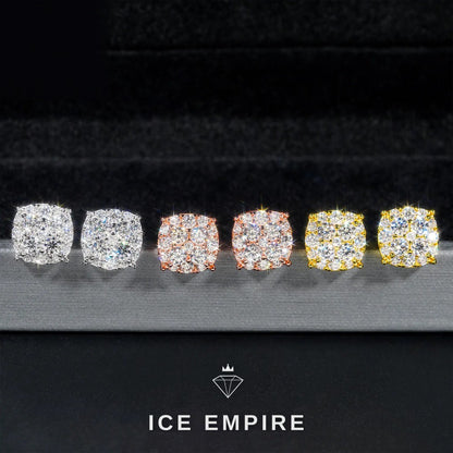 Iced Out Gold Plated Moissanite Stud Earrings