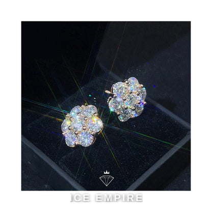 Iced Out 18K Gold Moissanite Stud Earrings