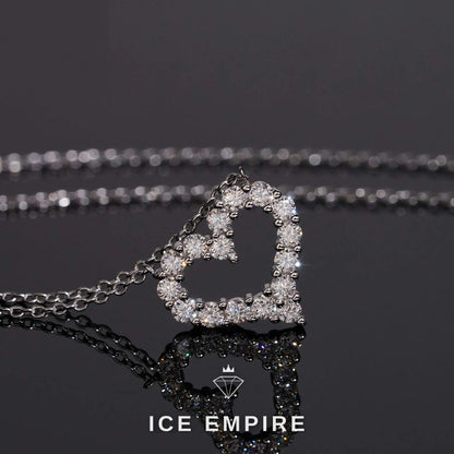 Iced Out Heart 925 Silver Lab Grown Diamond Pendant