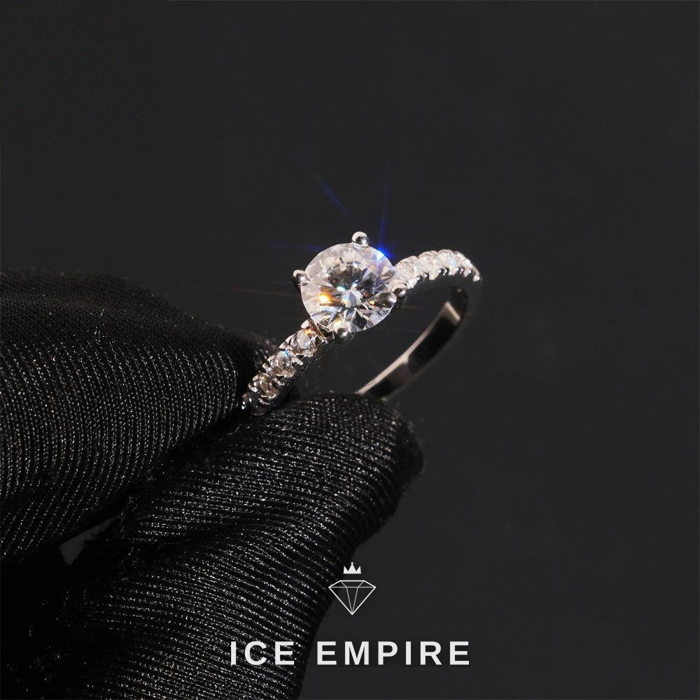 Iced Out Baguette 925 Silver Moissanite Engagement Ring