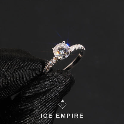 Iced Out Baguette 925 Silver Moissanite Engagement Ring