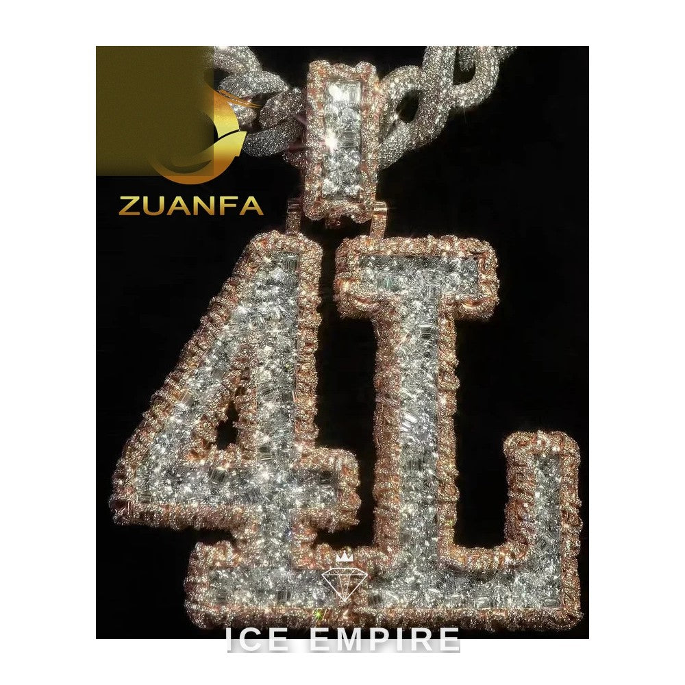 Iced Out Baguette Rose Gold Plated Moissanite Pendant