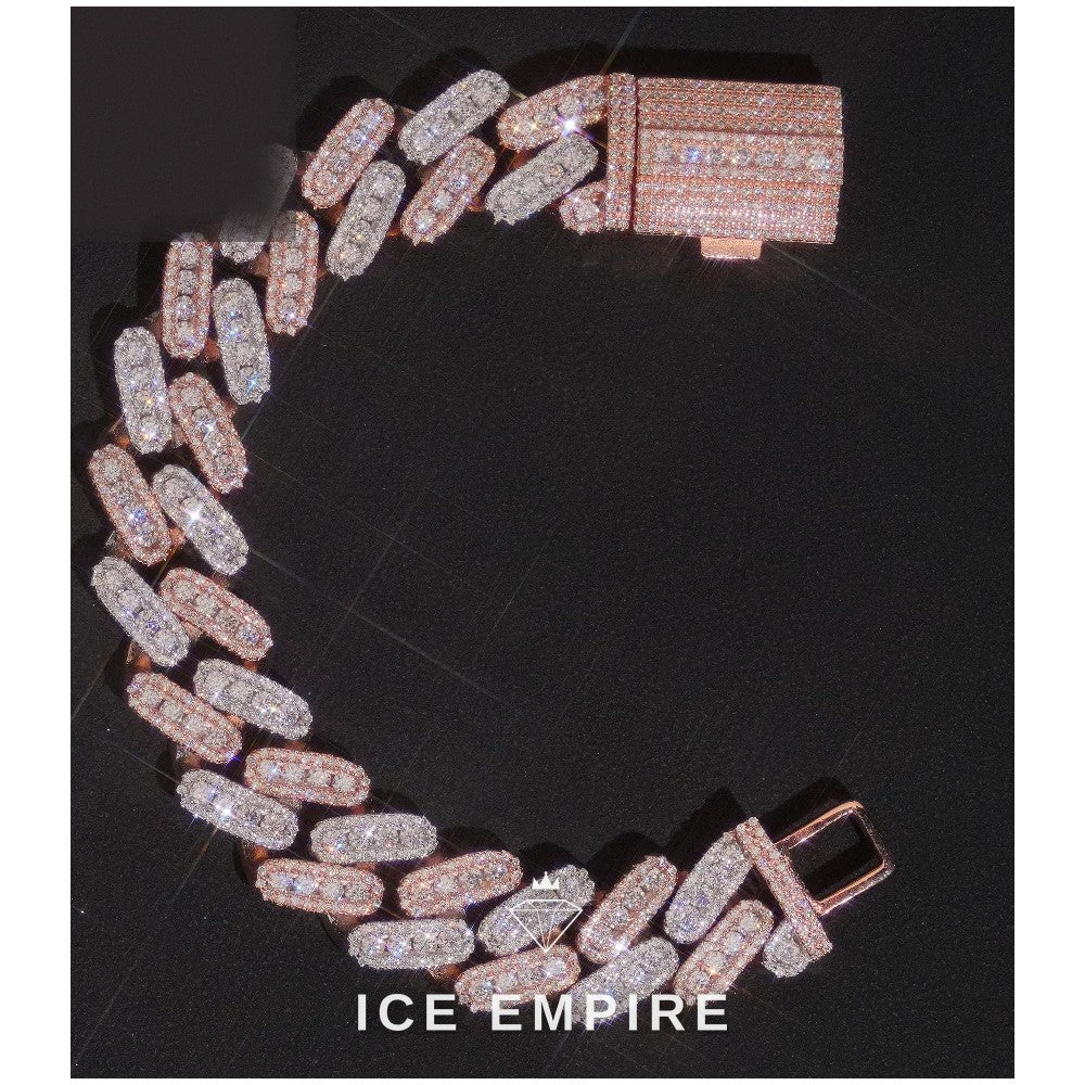 Iced Out Rose Gold Plated Moissanite Cuban Chain