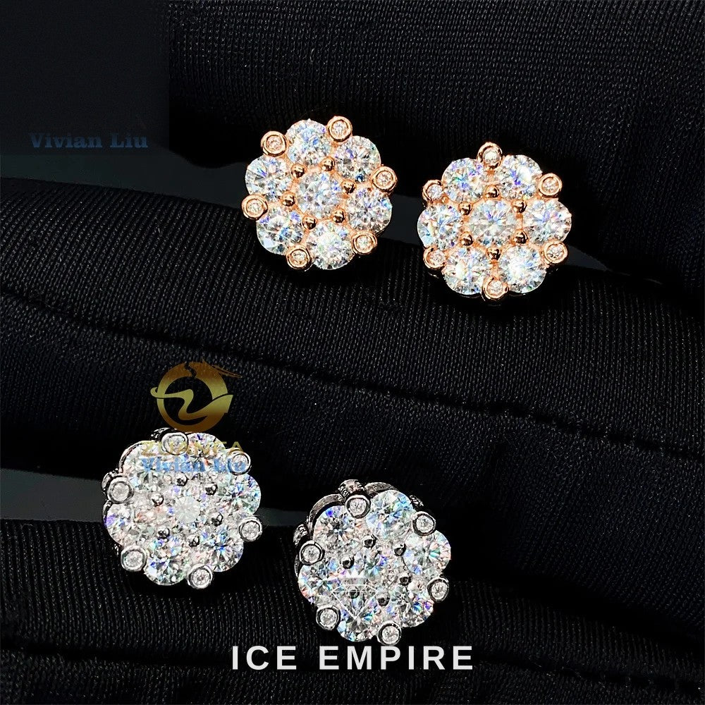 Iced Out 925 Silver Moissanite Stud Earrings