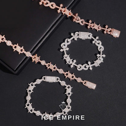 Iced Out Cross Rose Gold Plated Moissanite Tennis Bracelet