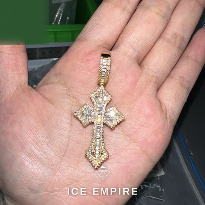 Iced Out Baguette Rose Gold Plated Moissanite Pendant