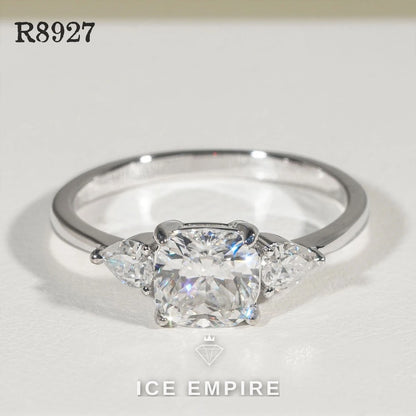 Iced Out 925 Silver Moissanite Engagement Ring