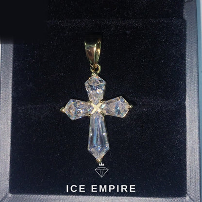 Iced Out Cross 925 Silver Moissanite Pendant