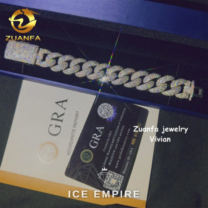 Iced Out 925 Silver Moissanite Cuban Chain