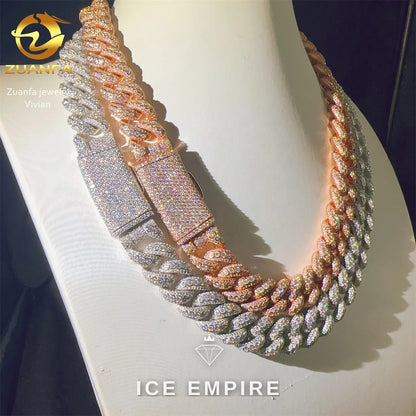 Iced Out Rose Gold Plated Moissanite Cuban Chain