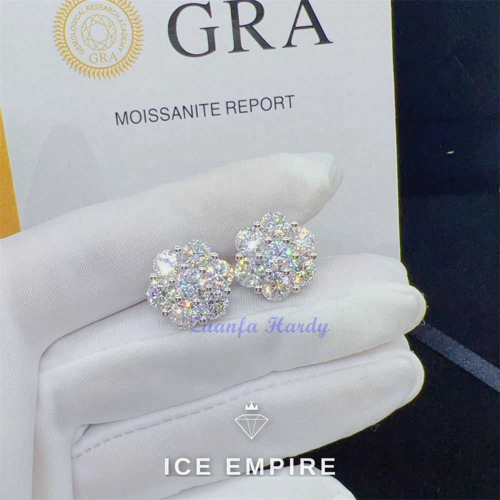 Iced Out 925 Silver Moissanite Stud Earrings