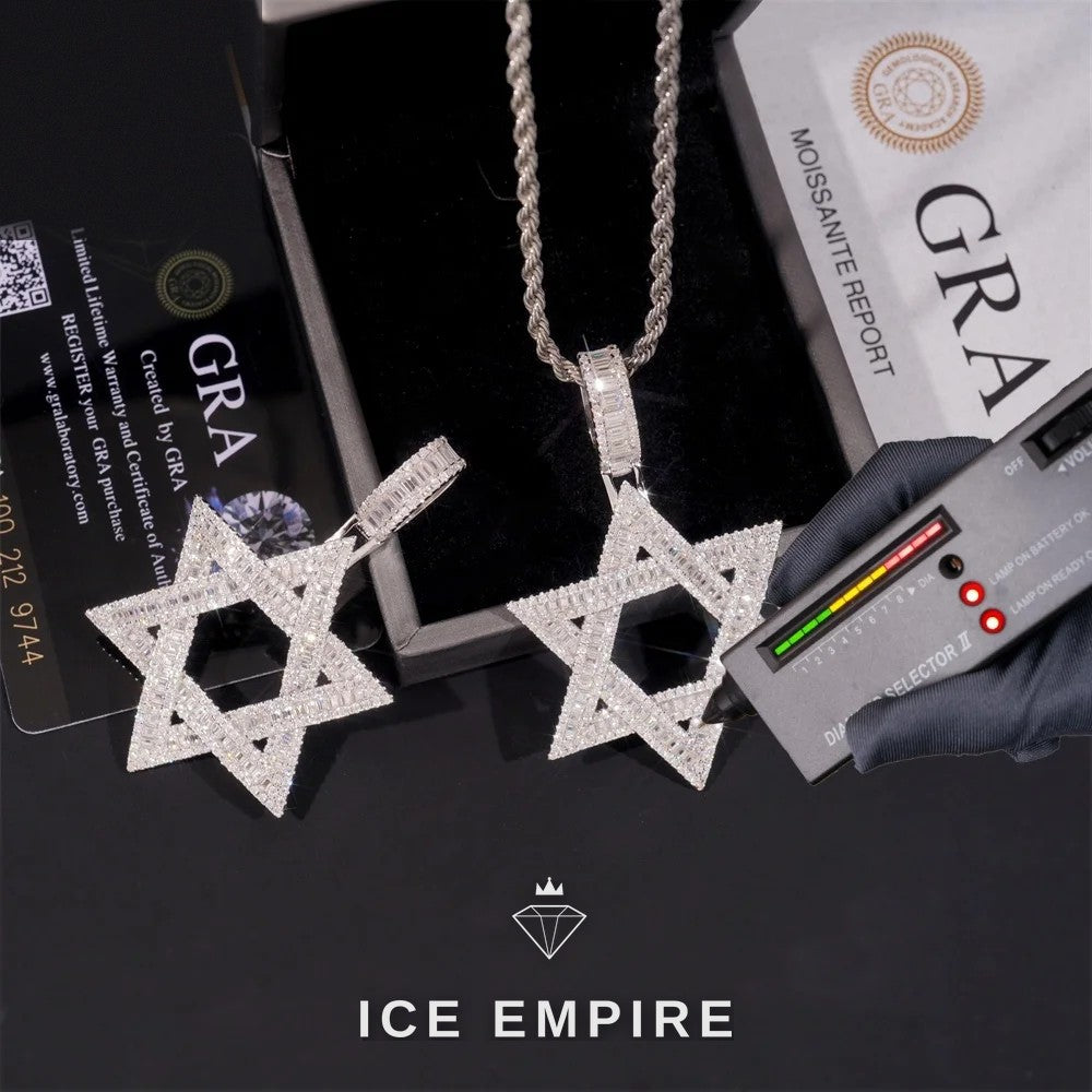 Iced Out Baguette Rose Gold Plated Moissanite Pendant