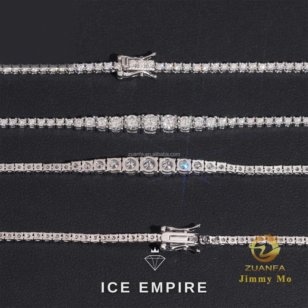 Iced Out Cluster 925 Silver Moissanite Cuban Chain