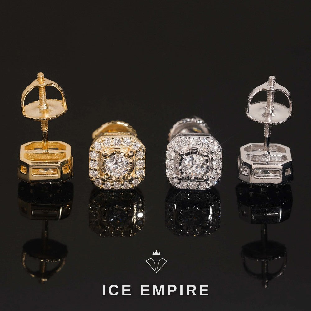 Iced Out Cluster Gold Plated Lab Grown Diamond Stud Earrings