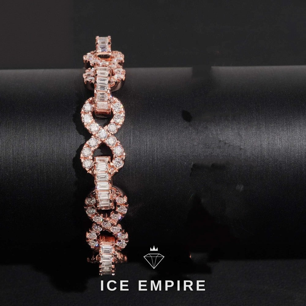 Iced Out Baguette Rose Gold Plated Moissanite Cuban Chain