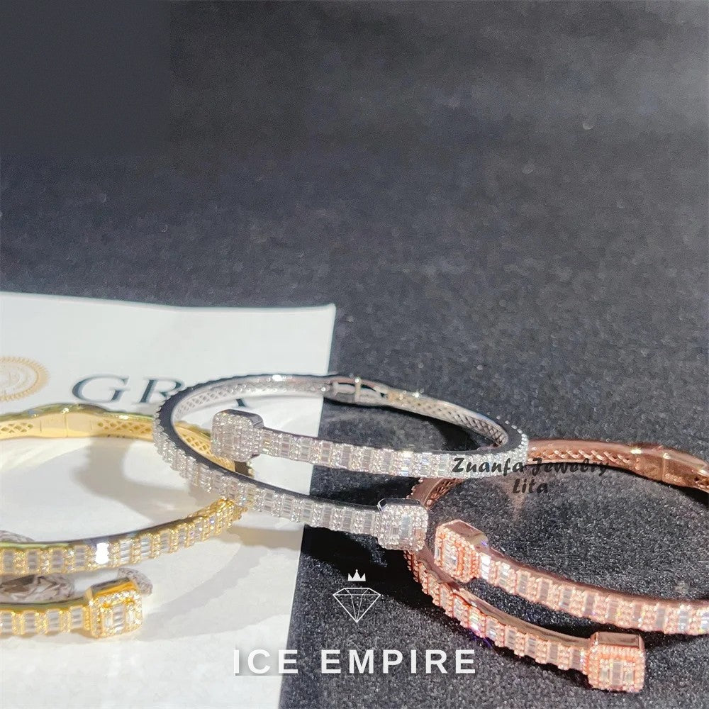 Iced Out Baguette 925 Silver Moissanite Bracelet