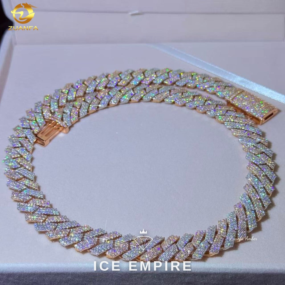 Iced Out Rose Gold Plated Moissanite Cuban Chain