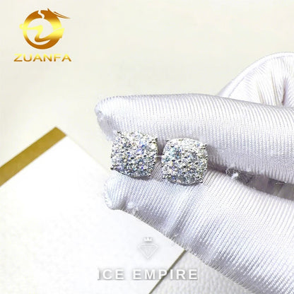 Iced Out 925 Silver Moissanite Stud Earrings