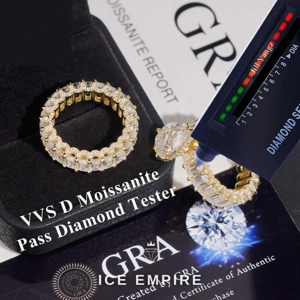 Iced Out 925 Silver Moissanite Engagement Ring